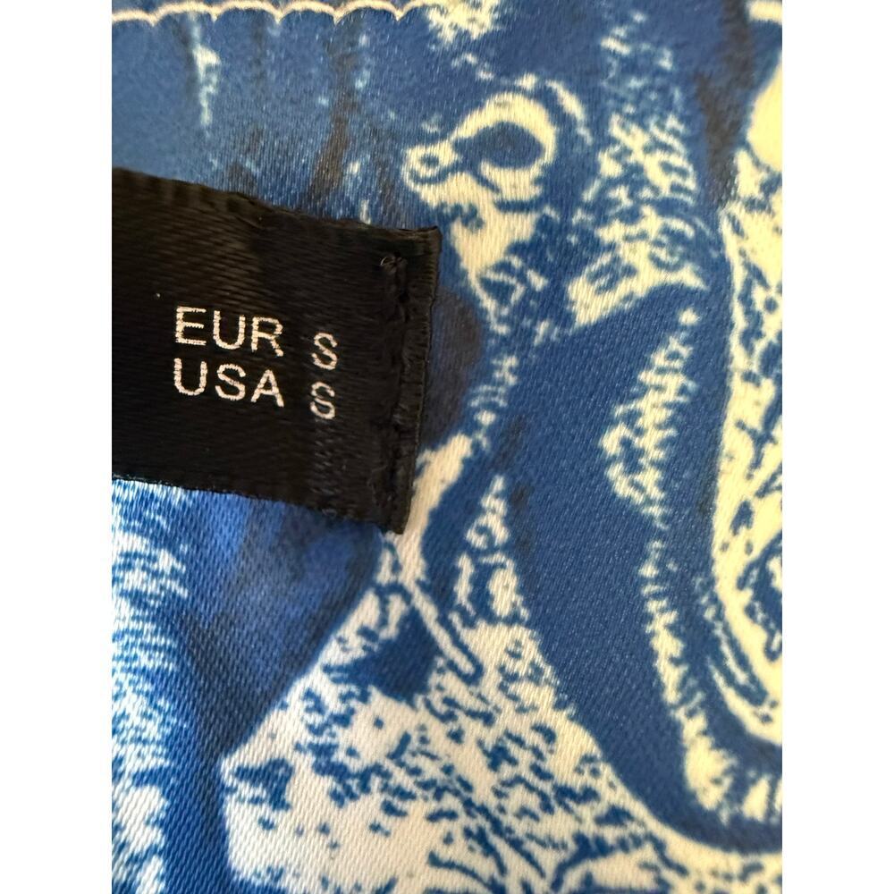 shein corset style top blue cherub design full zip back womens small - Picture 6 of 6